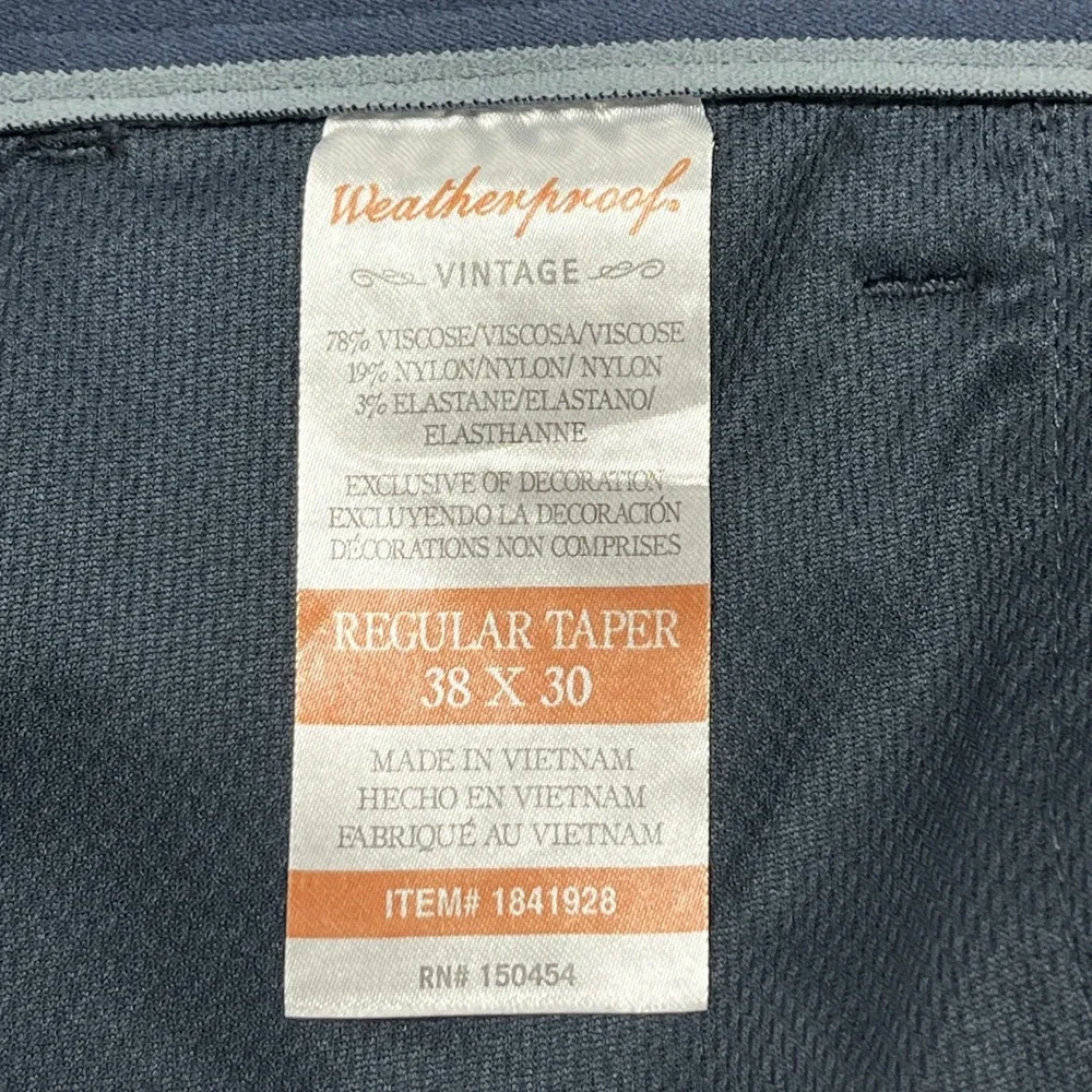 Weatherproof Vintage Hybrid Tech Chino Pants Men 38x30 Navy Blue Stretch Utility